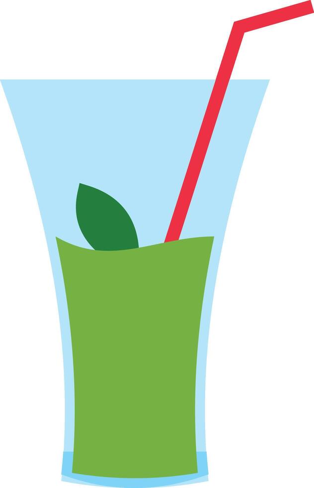 A green drink with a straw and a leaf vector