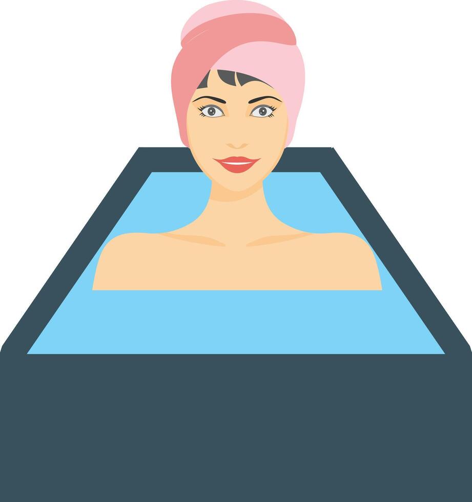 Woman in bathtub with towel on vector