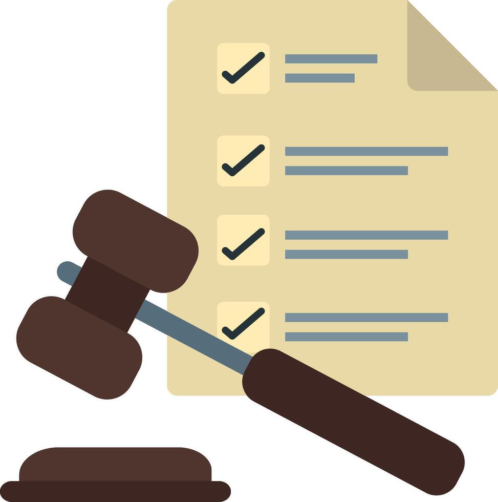 A gavel and checklists on a white background vector