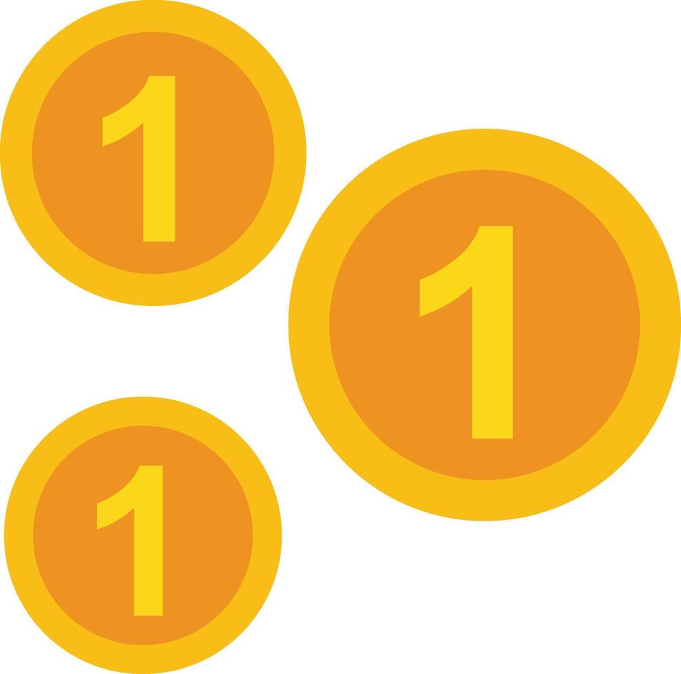Three gold coins with the number one on them vector
