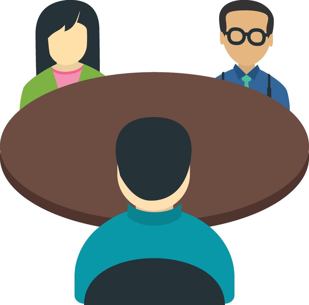 A group of people sitting around a table vector