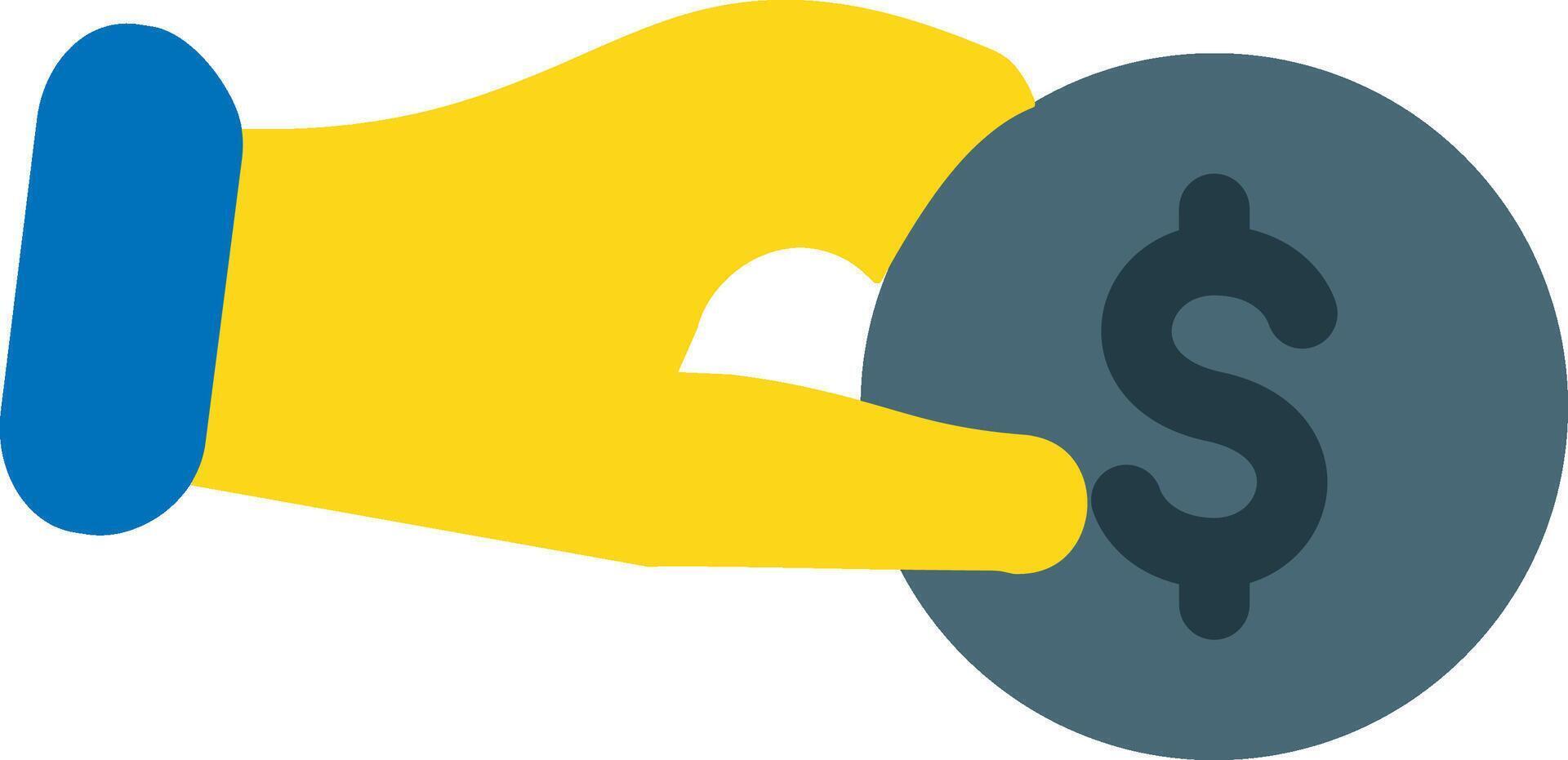 A hand holding a dollar coin vector