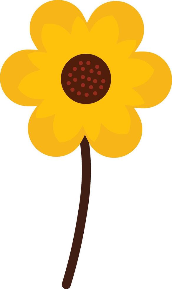A yellow flower with a brown center vector