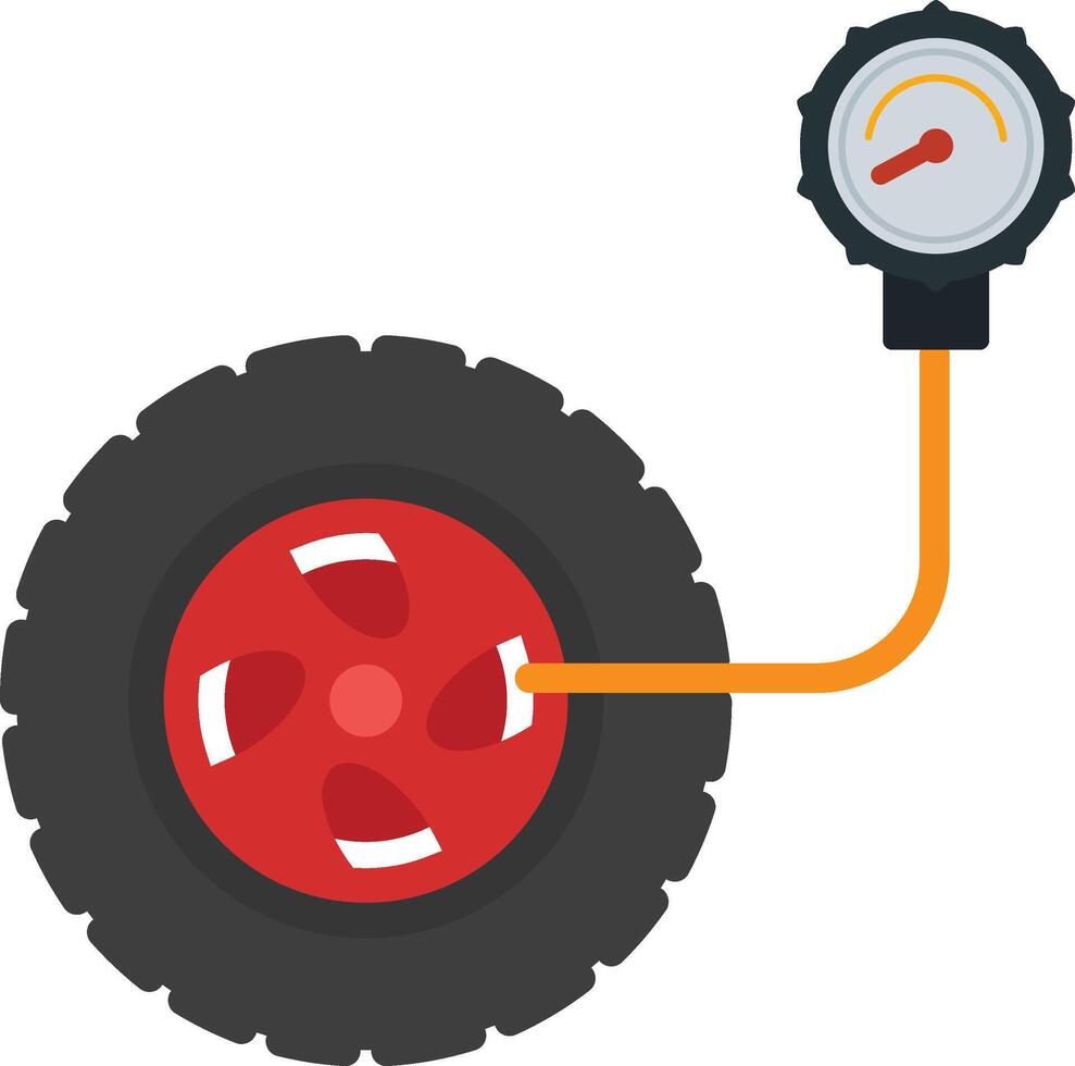 A tire pressure gauge with a red wheel vector