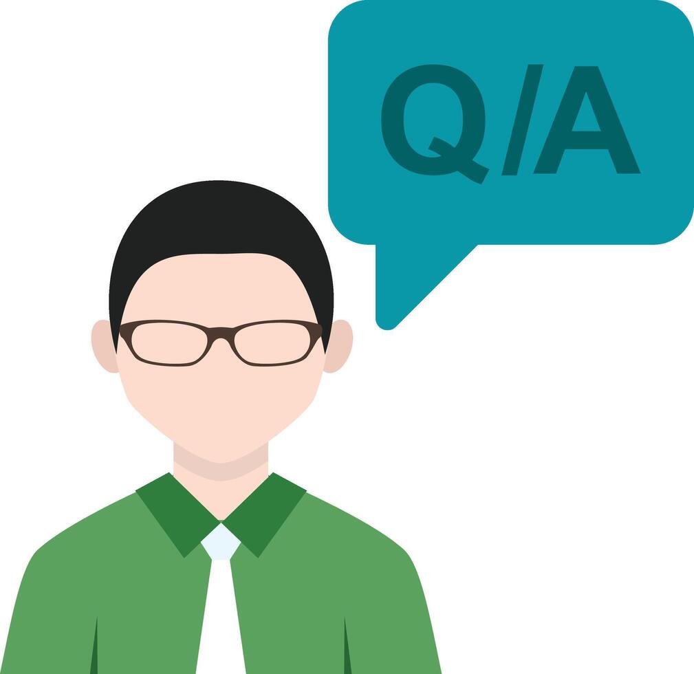 Qa with a man in glasses vector