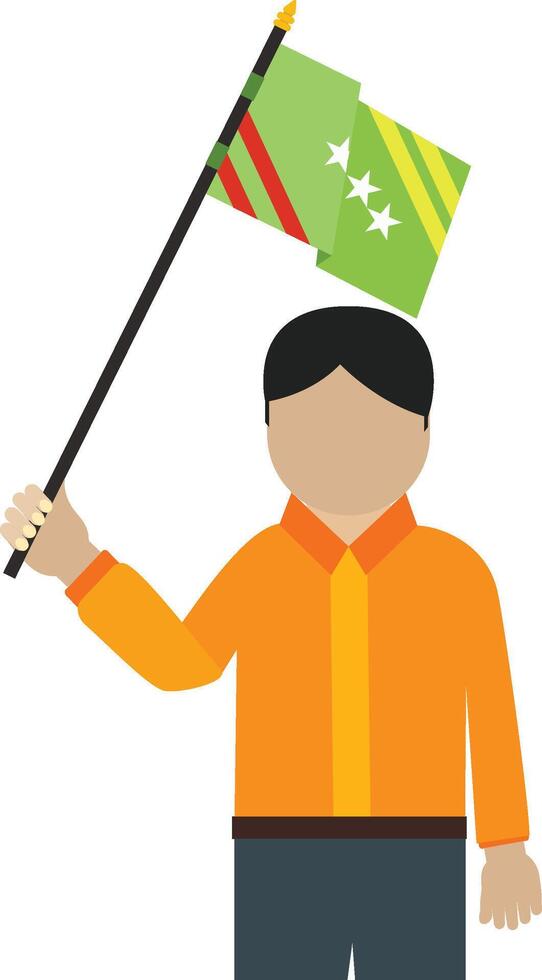 A man holding a flag with stars and stripes vector