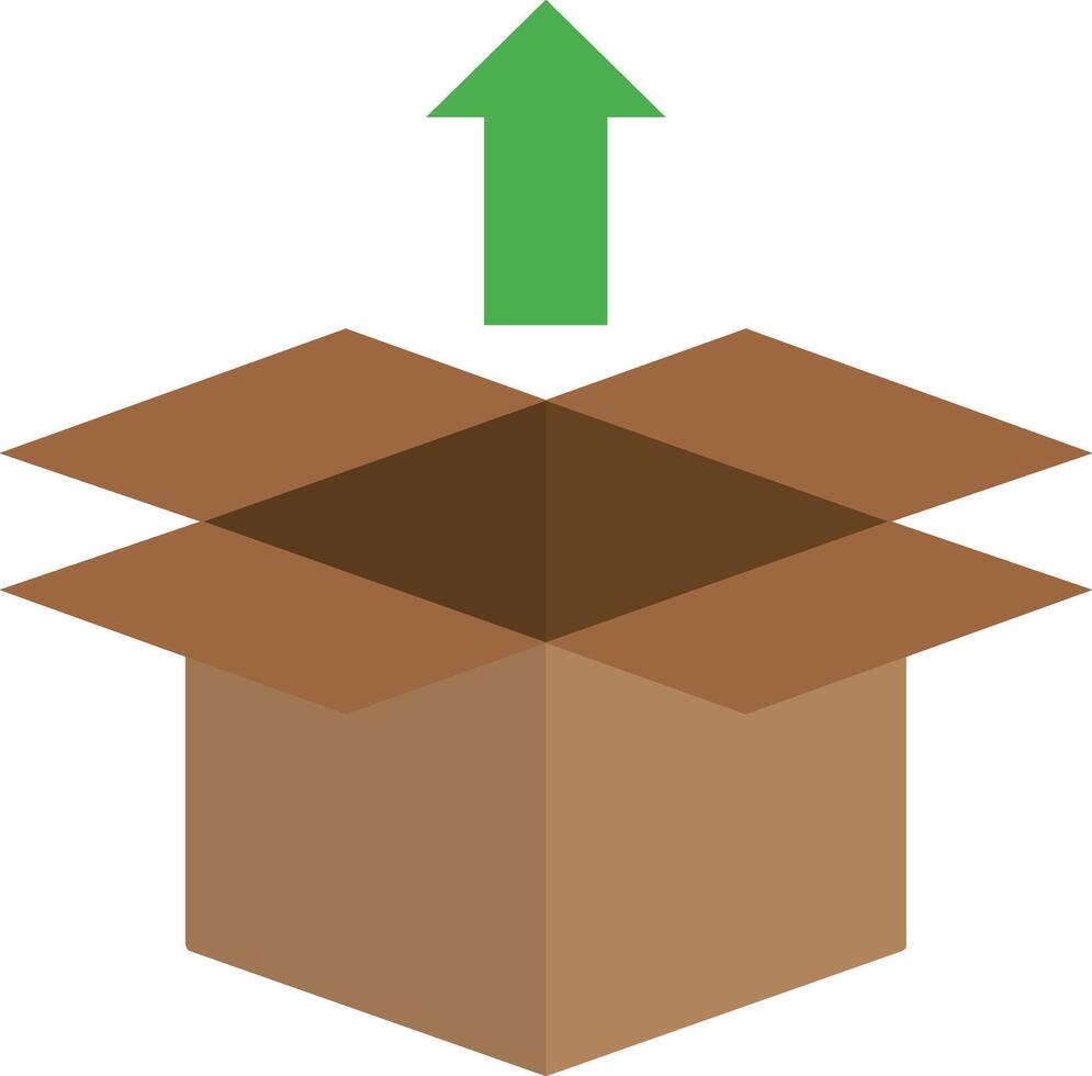 An open box with an arrow pointing up vector
