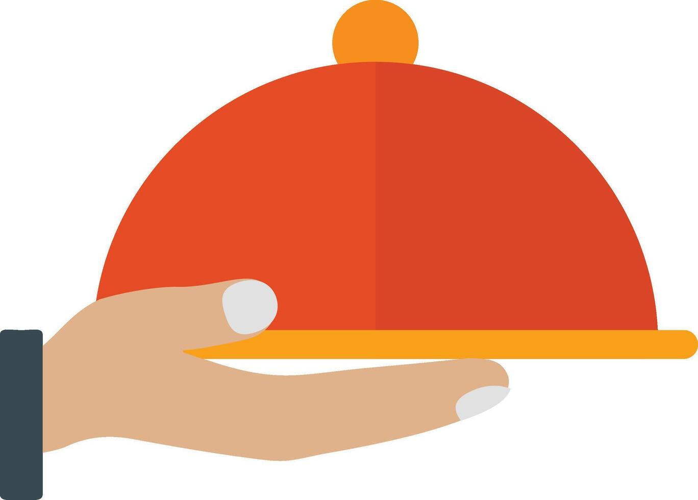 A hand holding a cloche over a white background vector