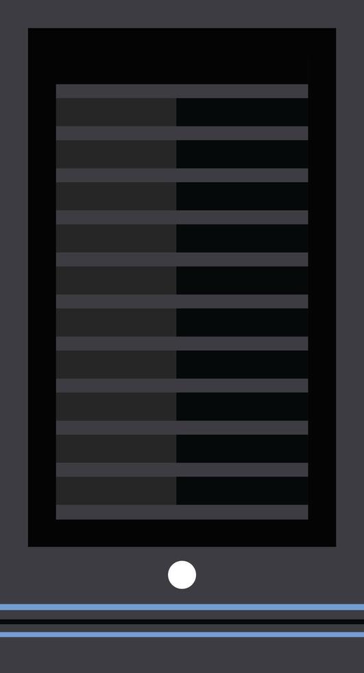 A black and white image of a tablet with a bar graph vector