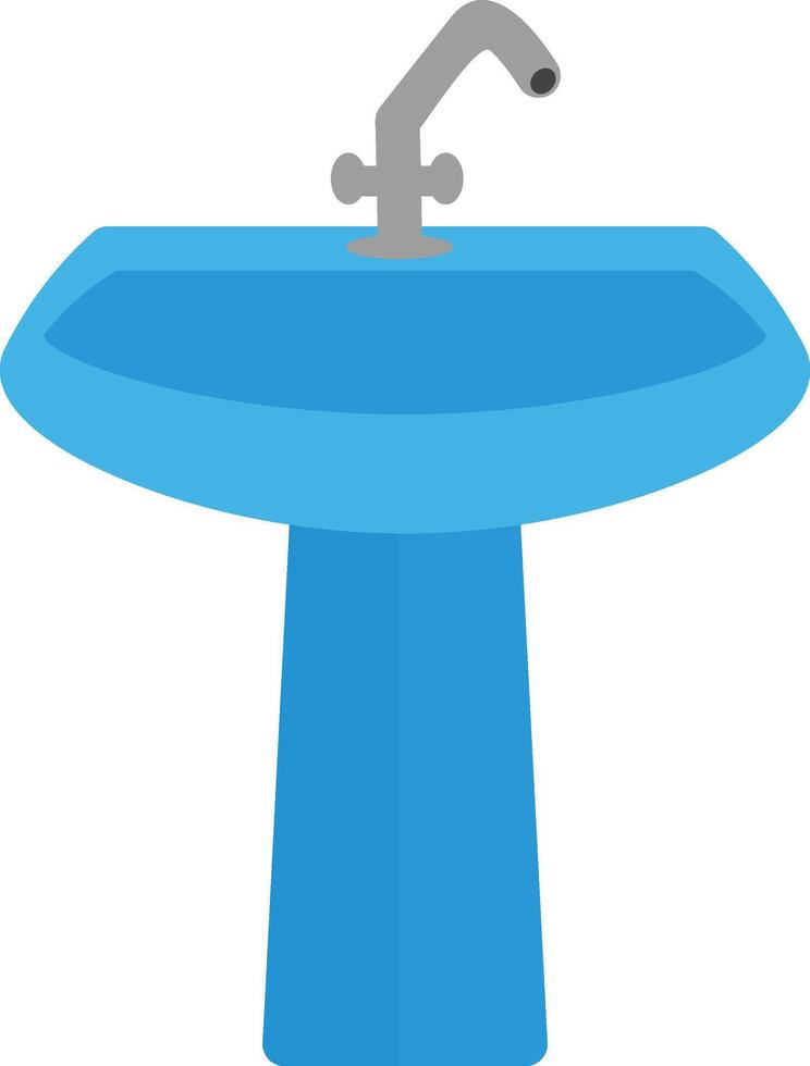 A blue sink with a faucet on it vector