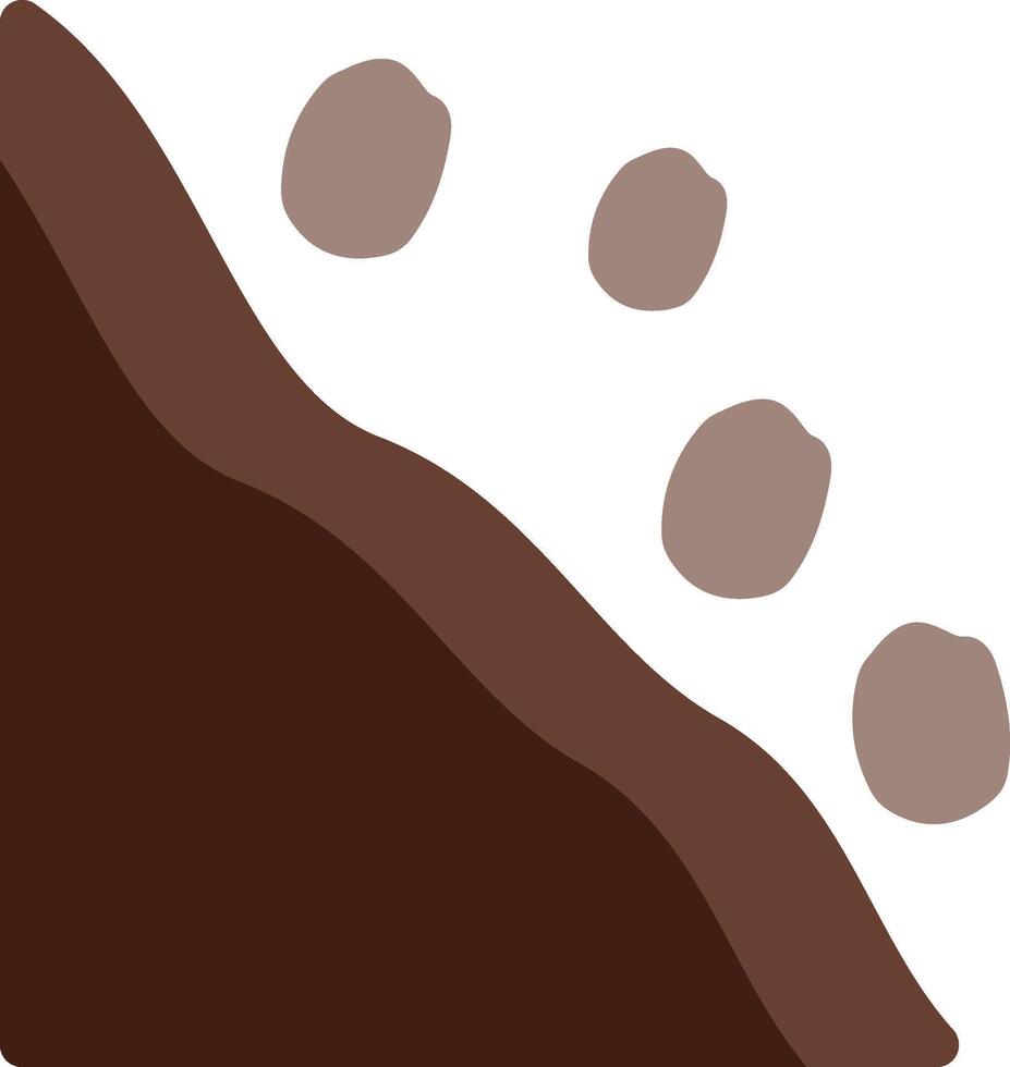 A brown hill with footprints and a rock vector