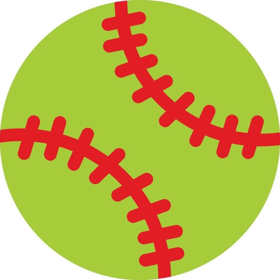 A softball ball with red stitching on it vector