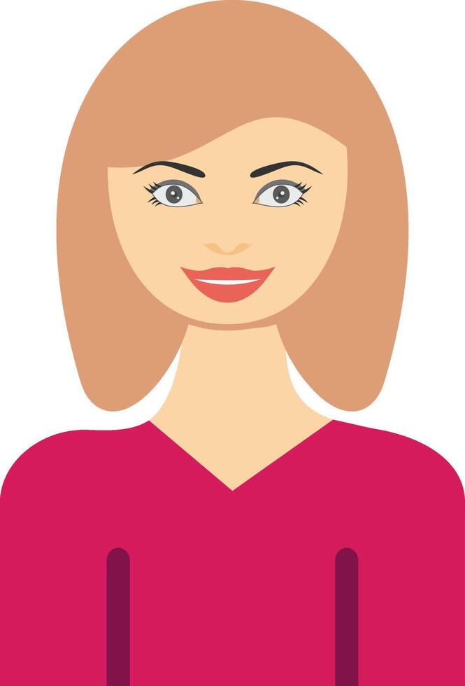 A woman in a pink shirt with a smile vector