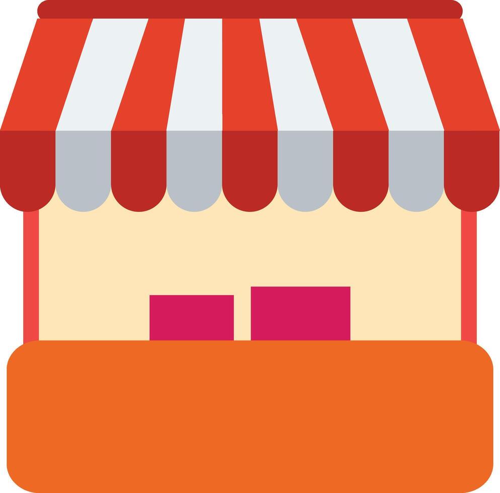 An icon of a store with a red and orange awning vector