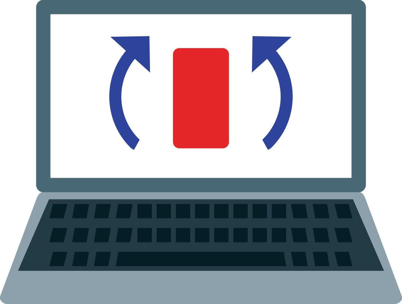 A laptop with a red arrow pointing to the left vector