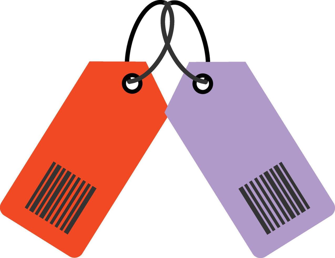 Two purple and orange tags with barcodes vector