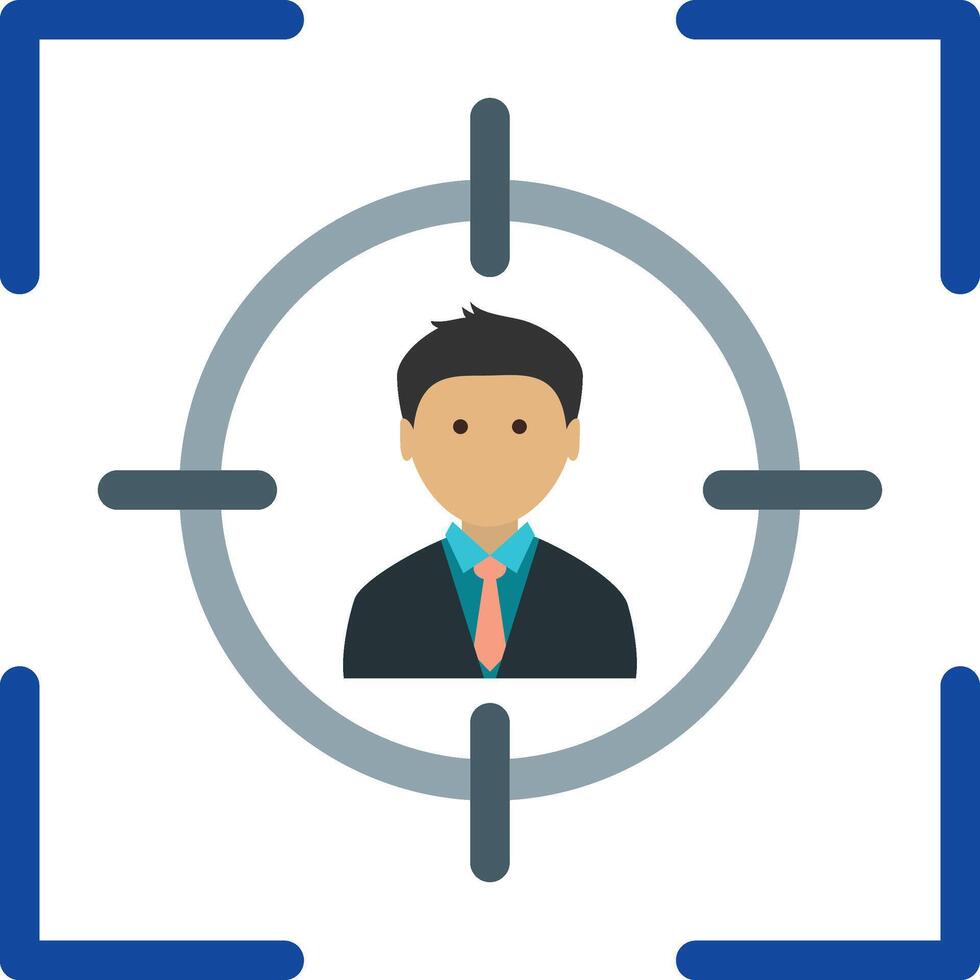 A man in a suit and tie is in the center of a crosshair vector