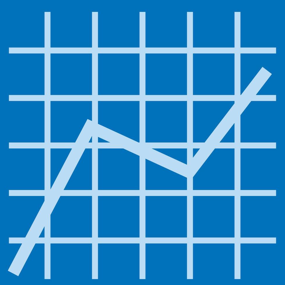 A graph on a blue background with a line going up vector