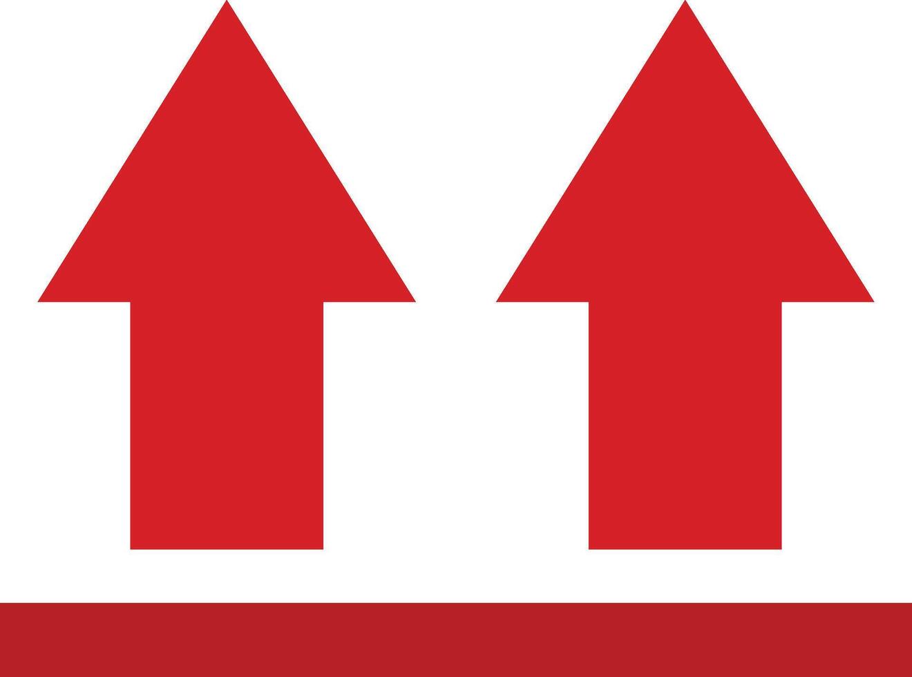 Two red arrows pointing up on a white background vector
