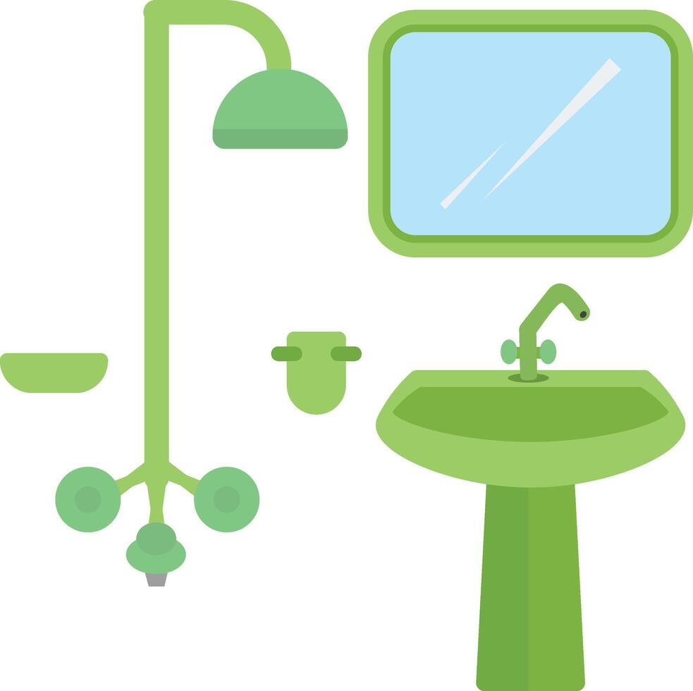 A bathroom with a sink, shower and toilet vector