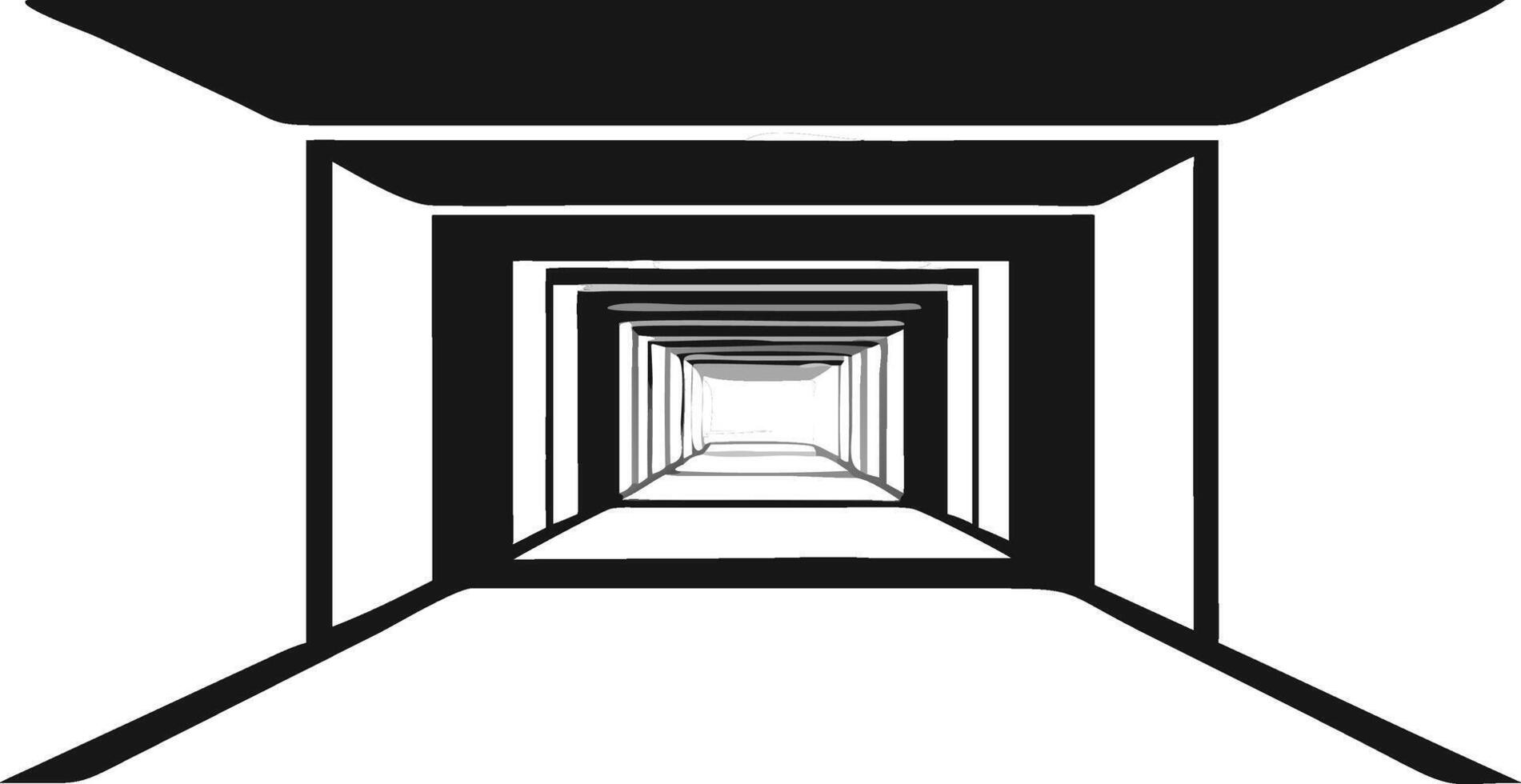 Abstract Hallway Illusion Black And White vector