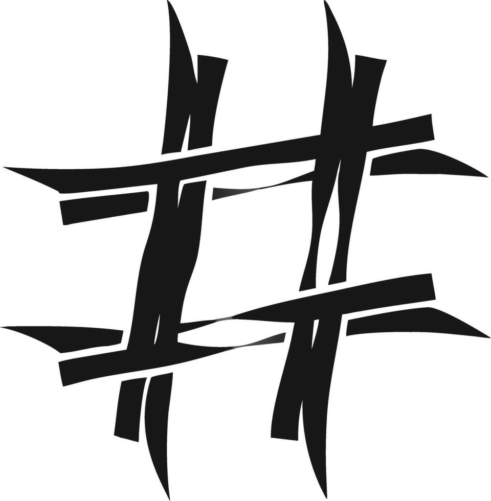 Abstract Hashtag Shape Black And White vector