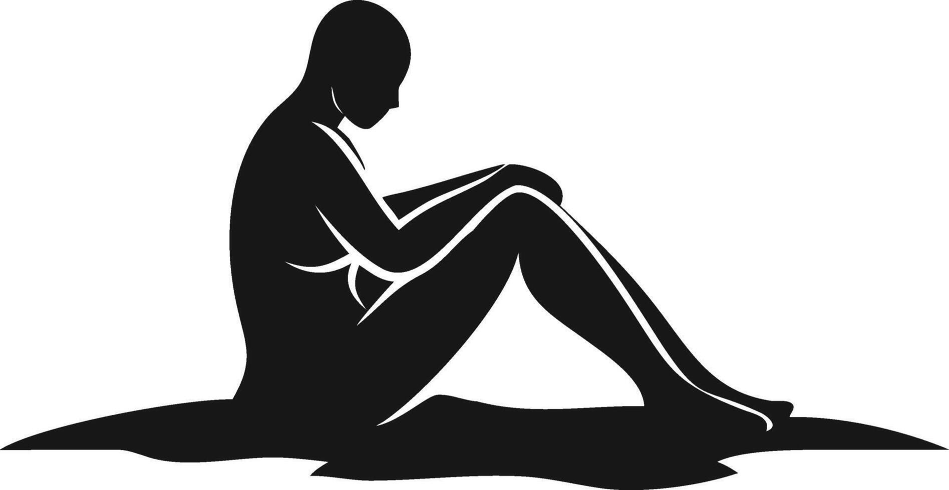 Abstract Silhouette Woman Sitting Down Graphic vector