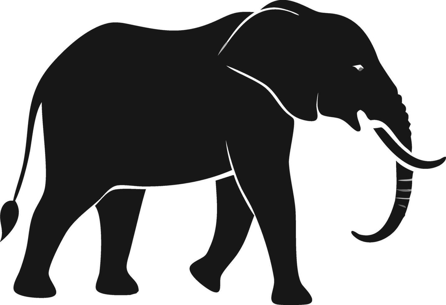 Black And White African Elephant Illustration vector