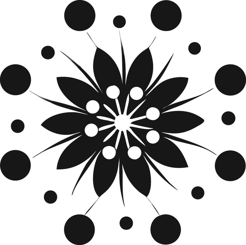Black And White Floral Dot Pattern Design vector