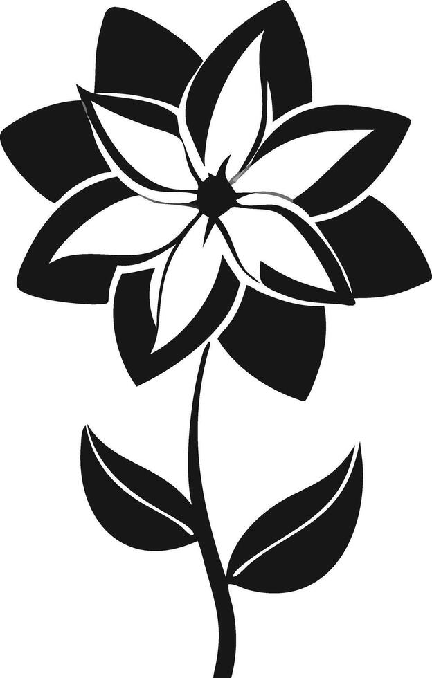 Black And White Flower With Stem Illustration vector