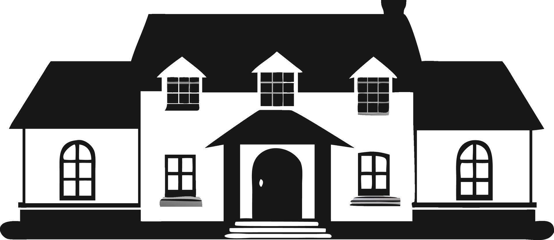 Black And White House Simple Illustration vector