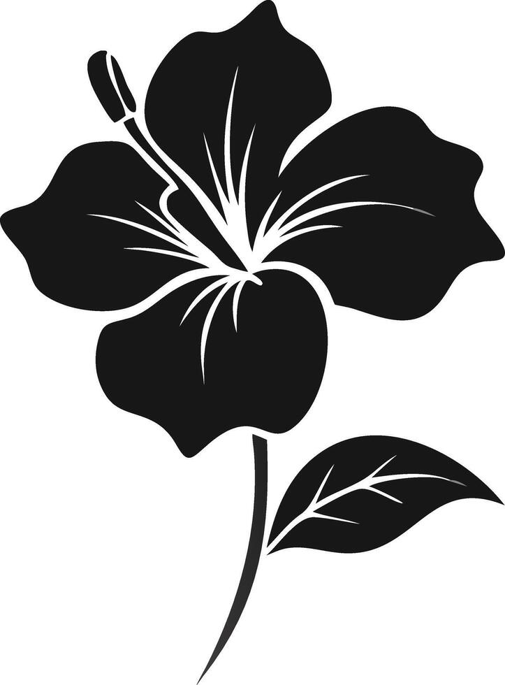 Black And White Hibiscus Flower Silhouette vector