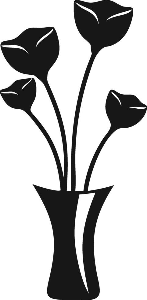 Black And White Flower Vase Illustration vector