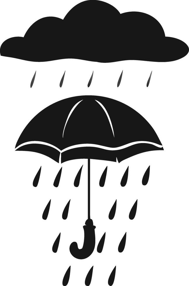 Black Umbrella And Cloud With Rain vector