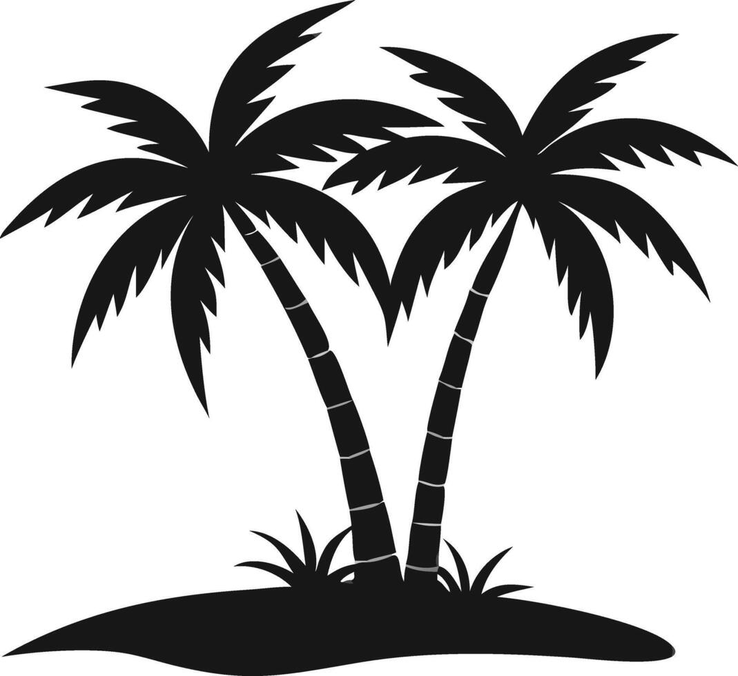 Black Palm Tree Silhouette Tropical Island vector