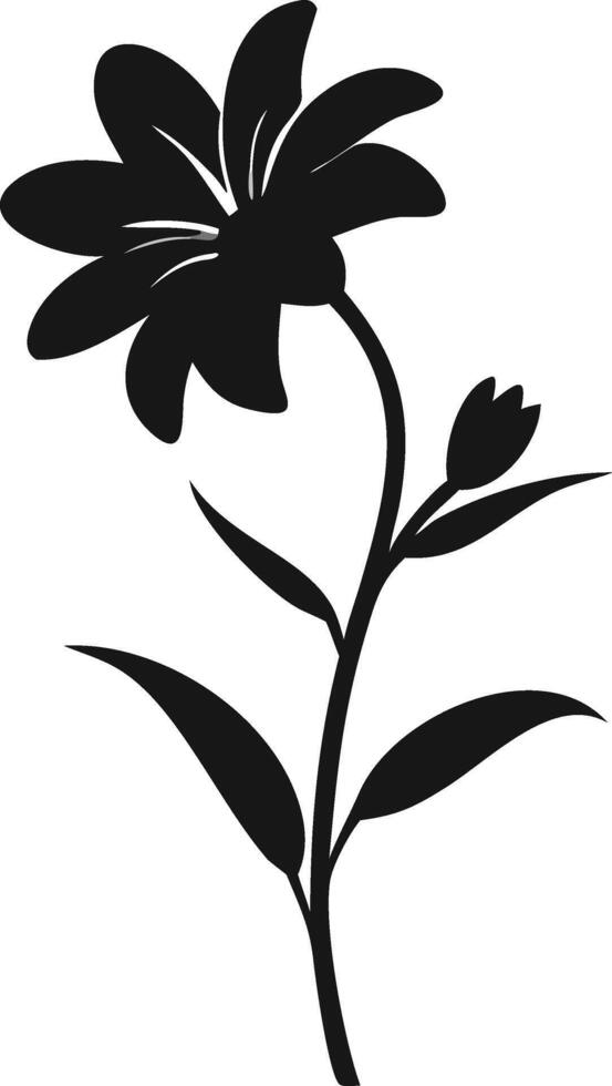 Black Flower Elegant Botanical Illustration vector