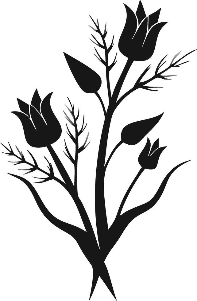 Black Floral Bouquet Illustration On White vector