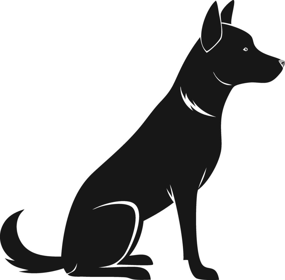 Black Dog Sitting In Minimalist Style vector
