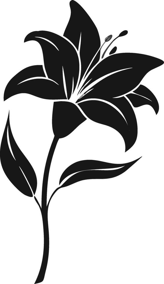 Elegant Black Lily Flower Illustration vector