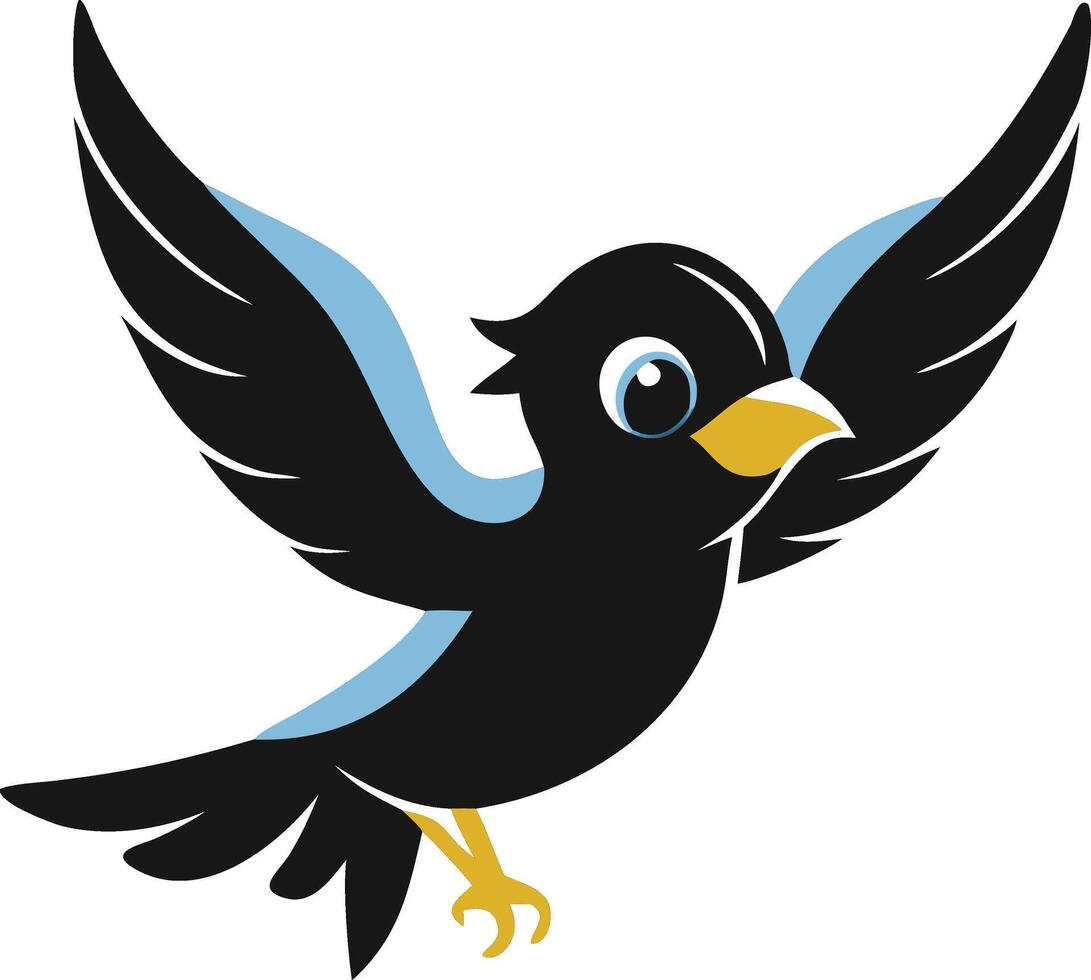 Cute Stylized Bird Flying In The Sky vector