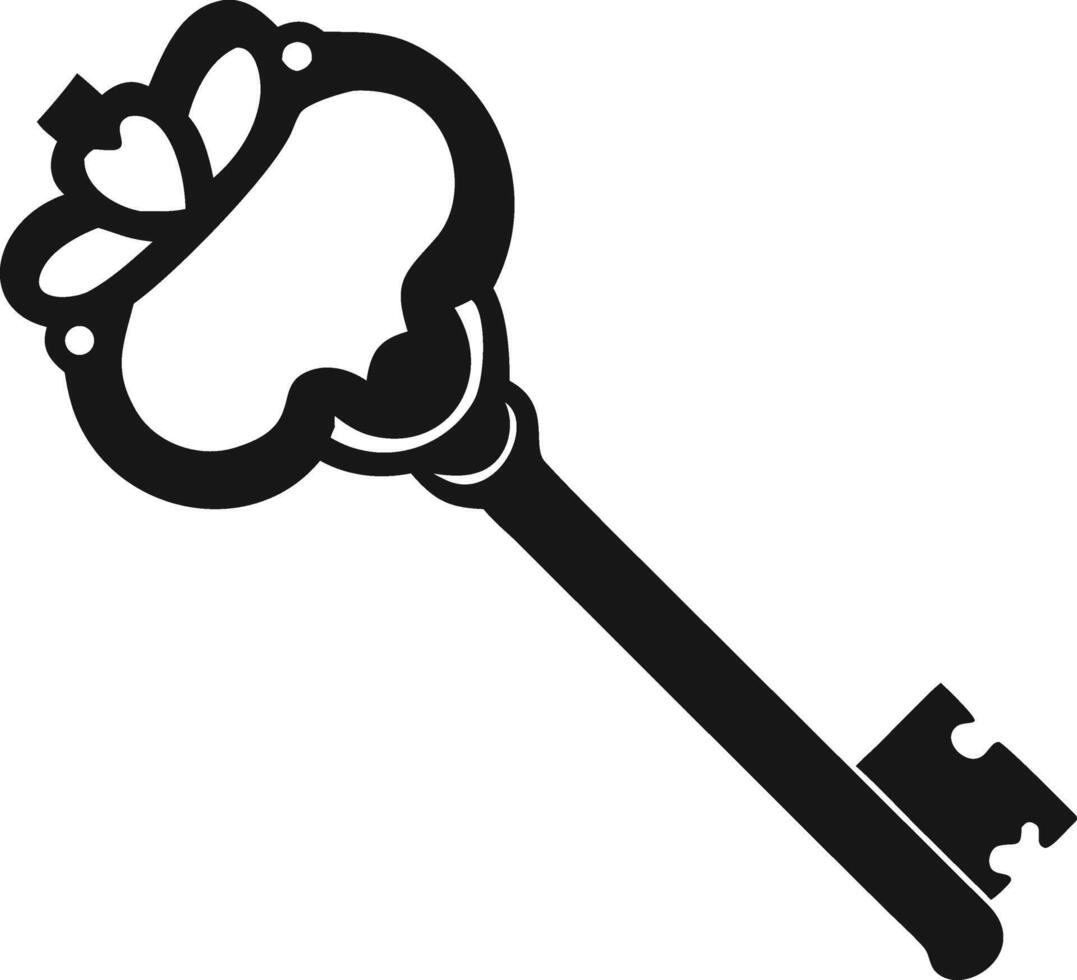 Decorative Antique Key Illustration In Black Color vector
