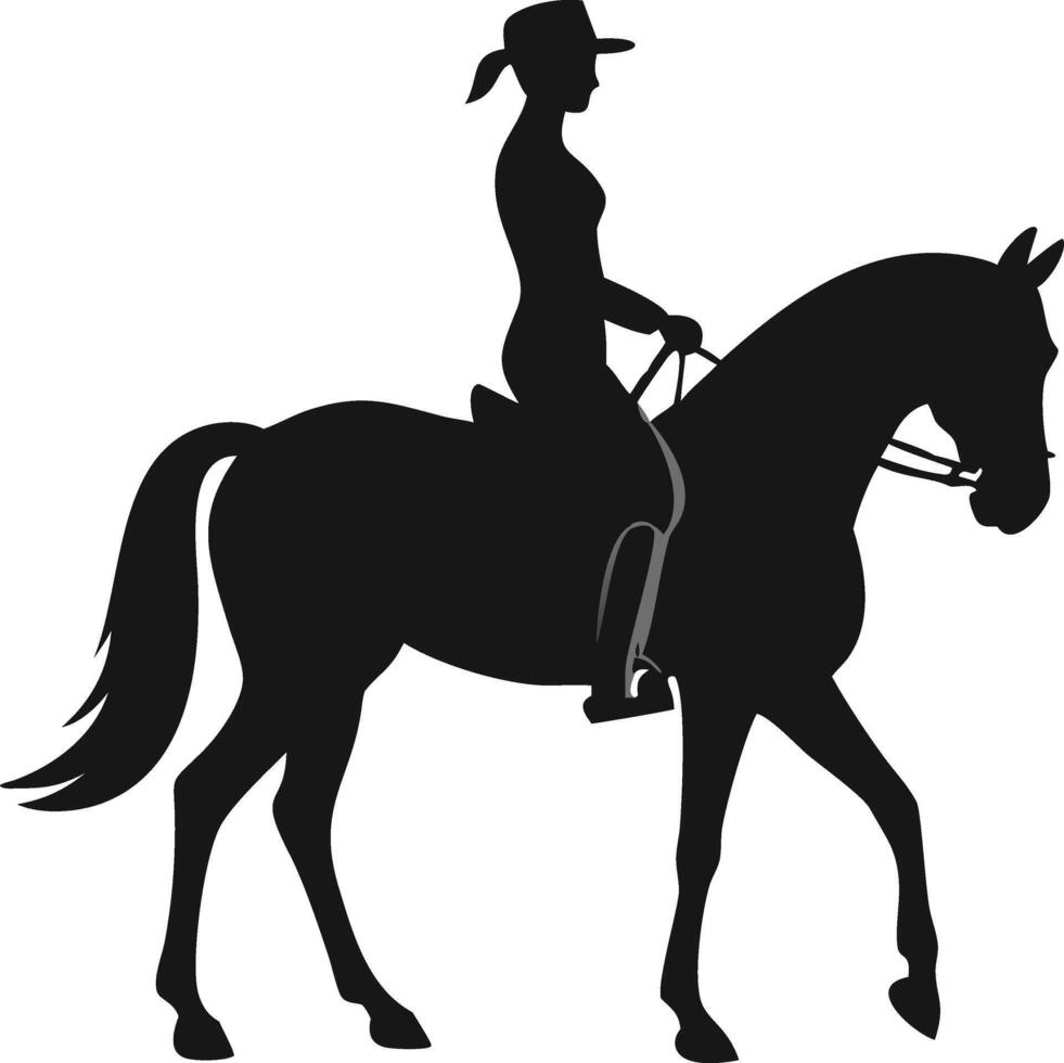 Cowgirl Riding Horse Silhouette Graphic vector
