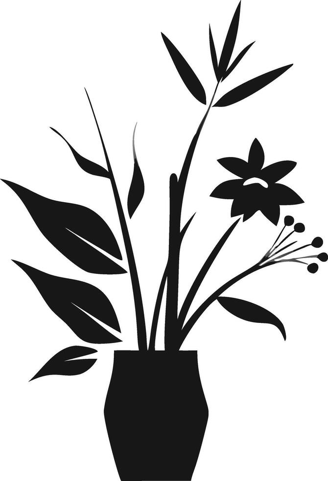 Elegant Flower Arrangement In Vase Silhouette vector