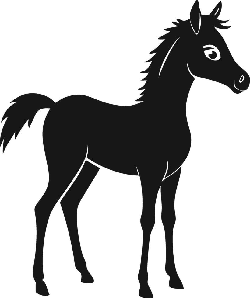 Foal Silhouette Standing Simple Animal Illustration vector