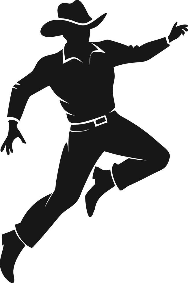 Cowboy Silhouette In Mid Air Movement Icon vector