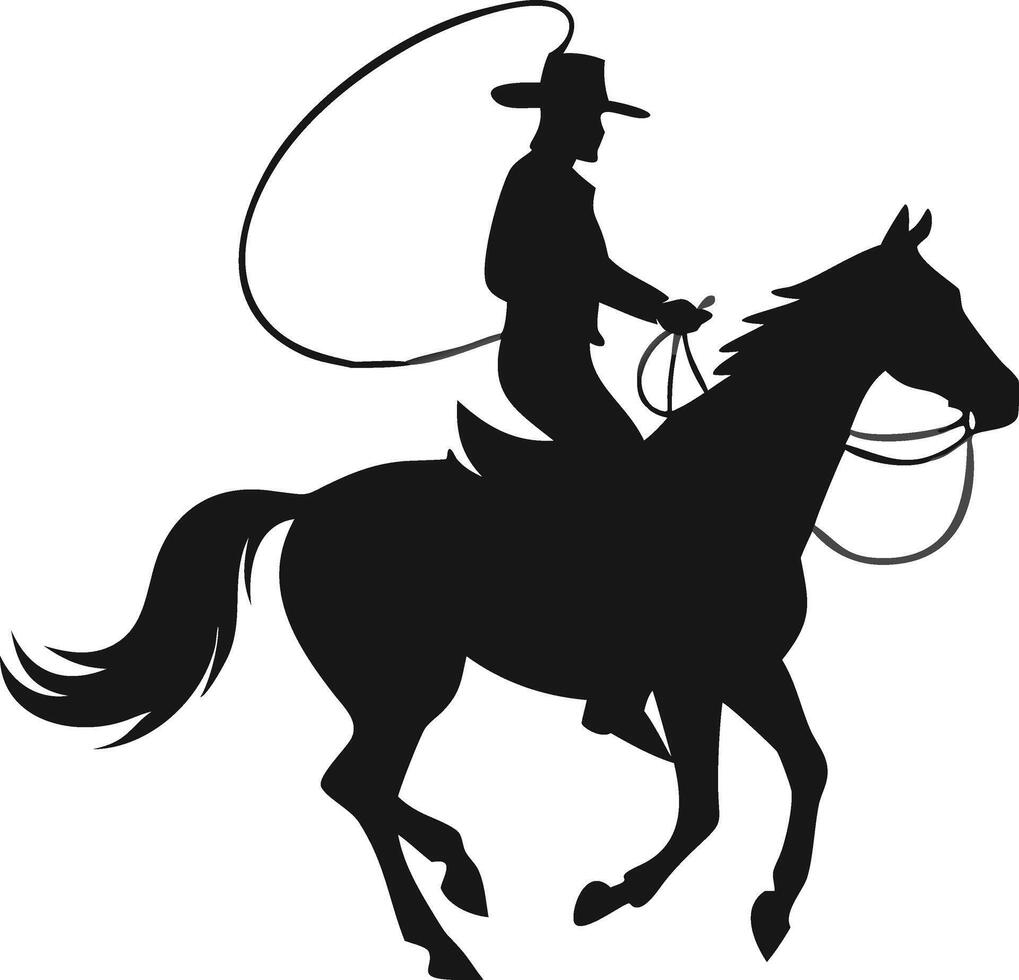 Cowboy Riding Horse Silhouette Illustration vector