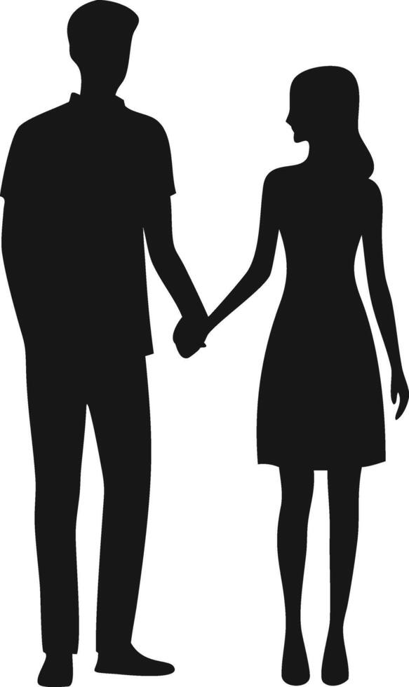 Couple Holding Hands Silhouette Illustration vector