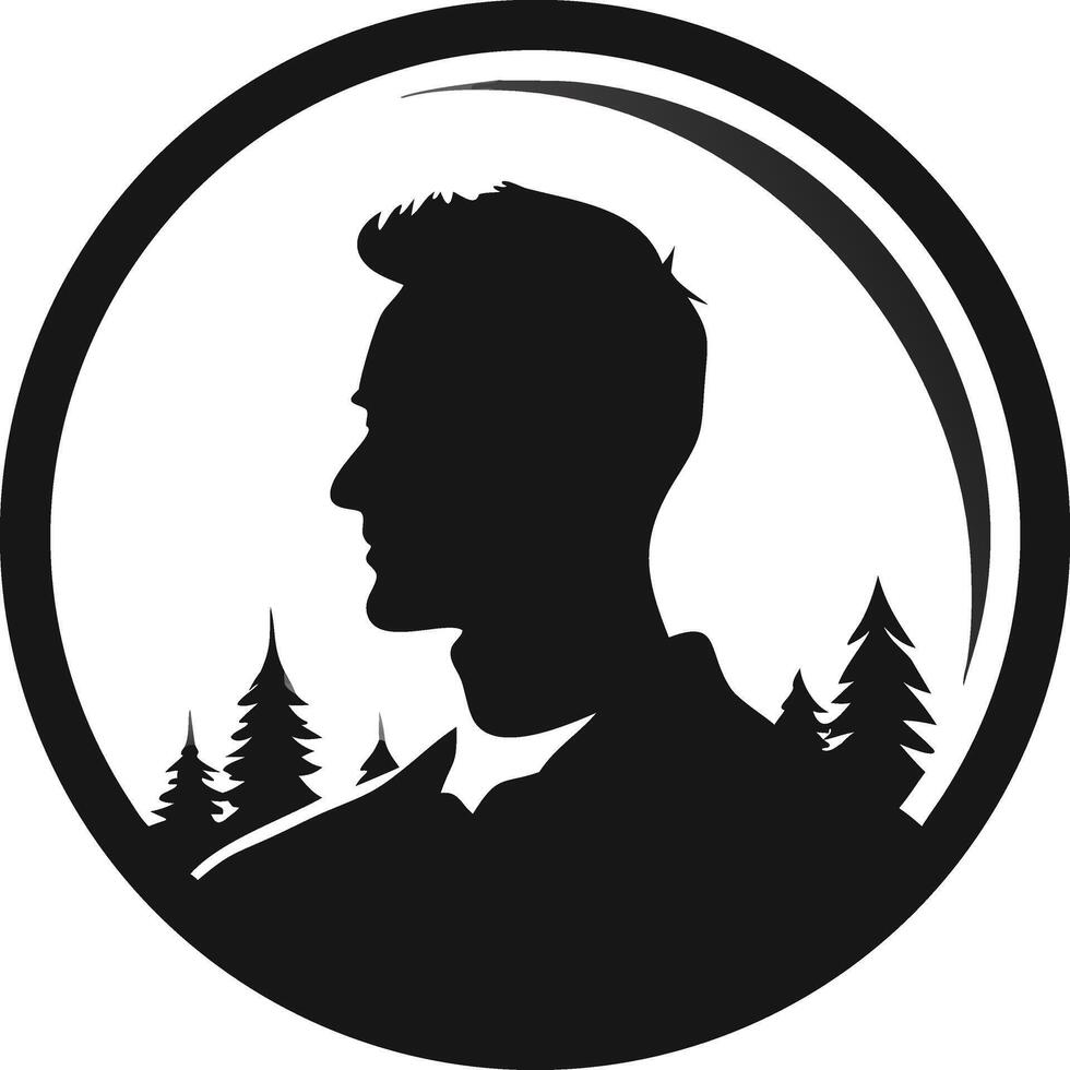 Man Silhouette Landscape Circle Adventure Logo Design vector