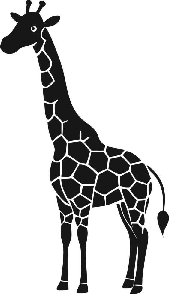 Giraffe Black Silhouette On White Background vector