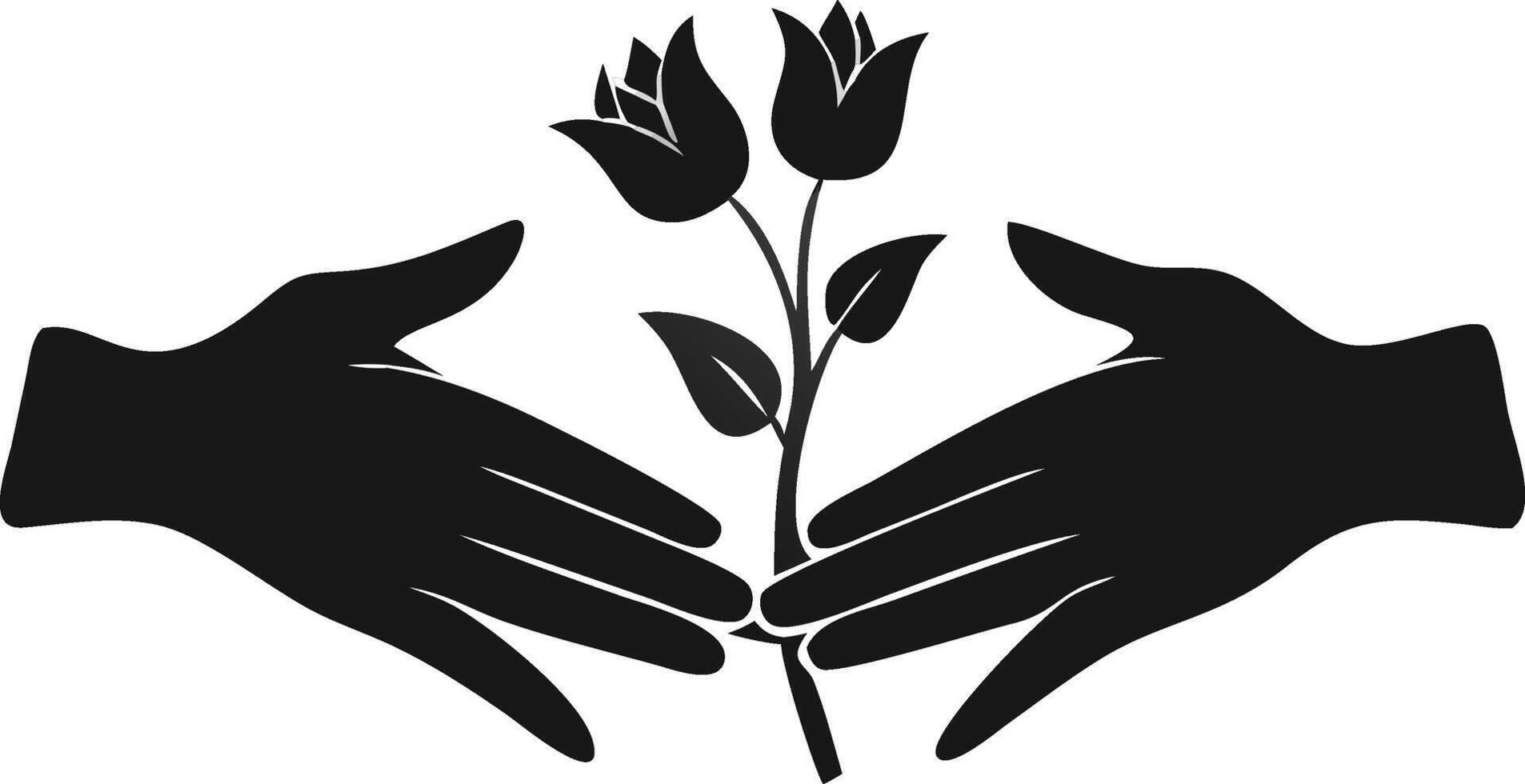 Hands Protecting A Rose Stem Graphic vector
